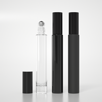 Botol Minyak Parfum Silinder Panjang 15ml 10ml Botol Minyak Parfum Kaca Hitam dengan Roller Ball