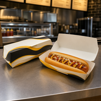 Boîtes à hot-dogs personnalisées avec logo imprimé, vente en gros, contenants à collation jetables en papier kraft résistant à la graisse, prix fabricant