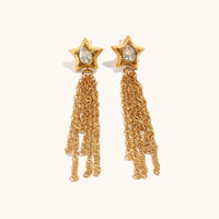 Boucles d'oreilles clous Gaovo Niche Design Star CZ à pampilles pour femmes, tendance, en acier inoxydable plaqué or 18 carats, bijoux d'oreille haut de gamme, vente en gros