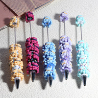 Stylo à bille 3D Ours Nœud Papillon Perlable DIY Fait Main avec Strass et Perles Mochi, Perles Focales en Acrylique PVC, Vente en Gros