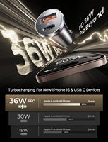 Cargador de Coche USB C de Carga Rápida LISEN 2026, Salida Total de 54W, Cargador de Vehículo Metálico Mini Empotrado para Teléfonos Móviles y Cámaras de Coche