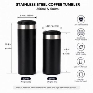 Custom 350ml 500ml Reusable Coffee Cup Tea Insulated Tumbler Drinks 12oz 16oz Straight Bottle Stainless Steel Vacuum Travel Mug - Product Image 3