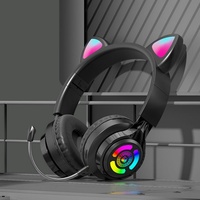 Telinga Kucing Kartun untuk Headset Gaming Nirkabel dengan Codec AAC dan Chipset JL untuk PS4/Esports-Desain Bercahaya
