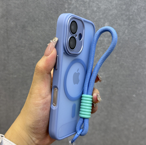 Da thân thiện với điện thoại trường hợp với dây đeo tay cho <span class=keywords><strong>Iphone</strong></span> 17Promax 14/15Pro từ Matte 12 13 ống kính phim chống sốc bảo vệ trường hợp - Product Image 1