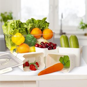 Refrigerator Organize Airtight Rectangle Food-grade PET Injection Fruit Storage <b>Containers</b> <b>Lids</b> Handle BPA-Free Food 4 Removable - Product Image 3