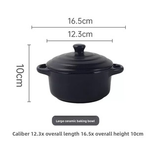 Ciotola in Ceramica con Coperchio, Ciotola per Cuocere a Vapore e al Forno con Doppio Manico, Ciotola per <span class=keywords><strong>Friggitrice</strong></span> <span class=keywords><strong>ad</strong></span> <span class=keywords><strong>Aria</strong></span>, Ciotola per Stufati Domestica, Stoviglie - Product Image 6