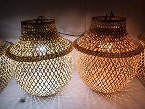 Bamboo Lamp <b>Shades</b> Hanging Bamboo <b>Wicker</b> Lantern <b>Light</b> Fixture Ceiling Lamp Basket Weave Chandelier OEM Supplier - Product Image 3