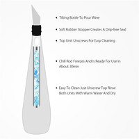 Accessoires de bar portables en acier inoxydable, refroidisseur à vin en métal, bâton refroidisseur pour bouteille de vin avec fonction de refroidissement/aérateur et verseur