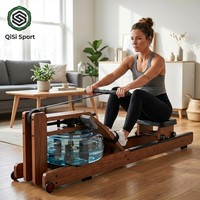 Rameur à eau en bois avec résistance réelle à l'eau, pliable, pour la maison, entraînement de 6 muscles, écran LCD