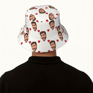 Bob unisexe personnalisé avec photo, motif d'amour imprimé, style pêcheur, avec motif de dessin animé en tissu tissé, cadeau personnalisé unique - Product Image 6
