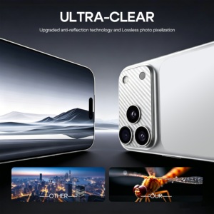 Phim bảo vệ có họa tiết sợi <span class=keywords><strong>carbon</strong></span> dành cho ống kính iPhone 17 Pro Max có thể phủ toàn bộ. - Product Image 4