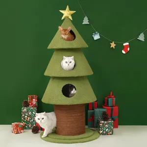 חג המולד גדול חתול עץ עץ גרדן חתול ריהוט מגדל חמוד יוקרה חתול עץ עם אביזרים
