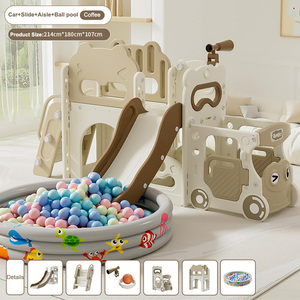 Toboggan intérieur et extérieur en plastique PE pour voiture avec tunnel de basket-ball et fosse à balles pour enfants, famille et maternelle - Product Image 3