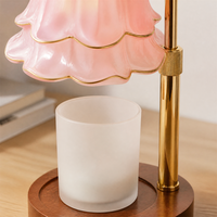 Lámpara de Aromaterapia con Calentador de Velas de Cristal con Diseño Floral, Fundidor de Cera LED con Base Dorada para el Hogar, Dormitorio, Sala de Estar, Venta al por Mayor