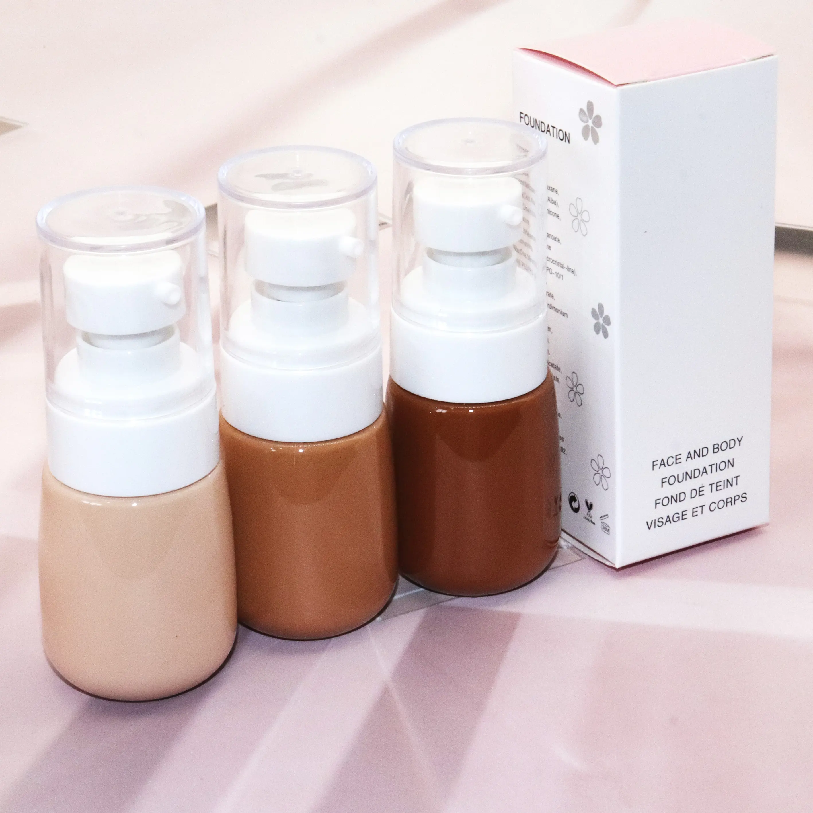 Customize Colors and Bottle Full Coverage Foundation Vegan Liquid Foundation Makeup Waterproof Cover All Foundation No Logo