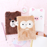Carnet de notes scolaire de luxe avec couverture en tissu pelucheux écologique et mignon motif animal