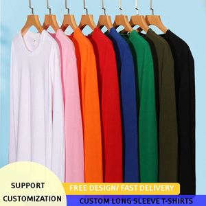 เสื้อยืดแขนยาวผู้ชาย คอวี ทรงโอเวอร์ไซส์ ผ้าโพลีเอสเตอร์ผสมคอตตอน สีพื้นเรียบ  ระบายอากาศได้ดี  รับสกรีนโลโก้ตามแบบ - Product Image 2