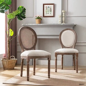 <span class=keywords><strong>Antiguo</strong></span> <span class=keywords><strong>francés</strong></span> retro muebles de moda antigua de madera maciza con respaldo redondo de ratán Silla de comedor para restaurante de hotel - Product Image 6