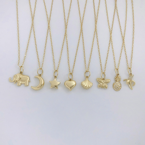 Kedatangan Baru Liontin Emas Padat 14K Bentuk Hati Bintang Bulan Gajah Hadiah Wanita Perhiasan Emas Padat Kustom - Product Image 4