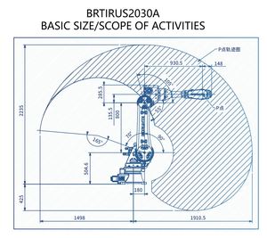 Robot palettiseur industriel BRTIRUS2030A, portée du bras de 2058 mm, capacité de charge de 30 kg, PLC, boîte en carton, empilage de palettes, moteur de boîte de vitesses - Product Image 4