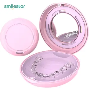 Smilestar Manufacturer OEM Factory Customizable Logo Black+Blue Dental Retainer Case Plastic Large With Mirror Retainer Case