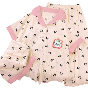 Bonito pijama de gato Marie de dibujos animados para mujer, Conjunto de pijama transpirable de primavera y verano, venta al por mayor, ropa cómoda de manga larga para el hogar - Product Image 5