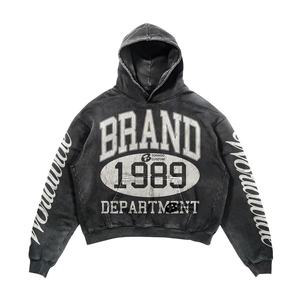 Sweat-shirts pour hommes, imprimés graphiques usés, en coton, style streetwear, coupe ample, surdimensionnés, de haute qualité, vintage, impression DTG personnalisée, broderie 3D acide - Product Image 2