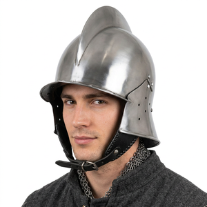 CH 18GA Medieval European Closed Burgonet Helmet Polished Steel Construction Handmade Gray Vintage Art Collectible Graduation - Product Image 1