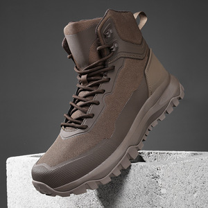 DF022 Brown Men High-top Zipper Tactical <b>Boots</b> Non-slip Deodorant Outdoor <b>Hiking</b> Mountaineering Shoes Wholesale - Product Image 2