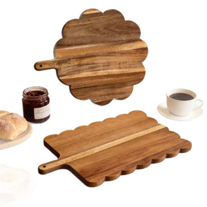 Tabla de cortar de madera maciza con encaje, bandeja de servir marrón oscuro para desayuno, carne, pizza, uso en la cocina - Product Image 5