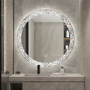 Espejo de <span class=keywords><strong>Baño</strong></span> Inteligente LED con Pantalla Táctil Redonda de Diseño Simple Personalizado, Decoración para Colgar en la Pared - Product Image 3