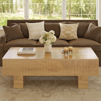 Table basse relevable cannelée de 47,2 po avec rangement, table en bois moderne