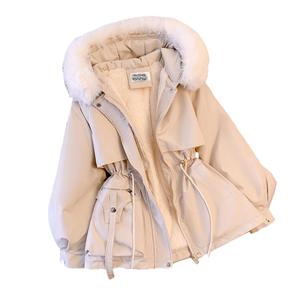 Abrigo de algodón grueso de moda para mujer, de color liso, con cremallera y manga larga - Product Image 2