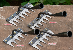 Rastrello da Giardino Professionale Cinese con Manico in Legno e Denti in Acciaio a Cinque/Sei/Sette/otto Denti per Uso in Giardino/Agricolo - Product Image 3
