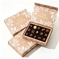 Boîte cadeau en papier pour chocolats pralinés de luxe avec logo personnalisé, boîte à chocolats avec séparateurs, insert en plastique, boîte magnétique de luxe