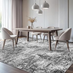 Soft Modern Abstract Polyester Area <strong>Rug</strong> with PVC-coated Backing-Low Pile Washable for Living Room <strong>Bedroom</strong> Office <strong>Grey</strong> - Product Image 5