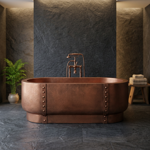 Bañera Ovalada de Cobre Puro de Lujo, Hecha a Mano, Duradera y Moderna para el Hogar - Artesanía India - Product Image 3