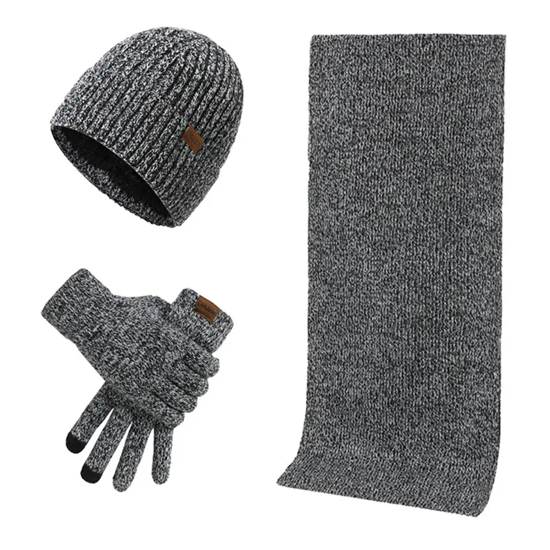 3 adet kış yumuşak kalın sarkık şapka şapka sıcak boyun eşarbı ve termal eldiven seti polar astarlı