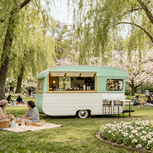 Chariot de nourriture mobile tendance, adapté aux parcs, aux centres commerciaux et aux rues, pour la vente de collations et de boissons - Product Image 1
