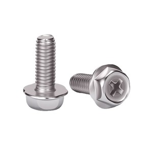 201 Stainless Steel Hex <b>Flange</b> <b>Bolts</b> M4 M5 M6 Fully Threaded With Washers National Standard Grade B Level 4.8 - Product Image 4