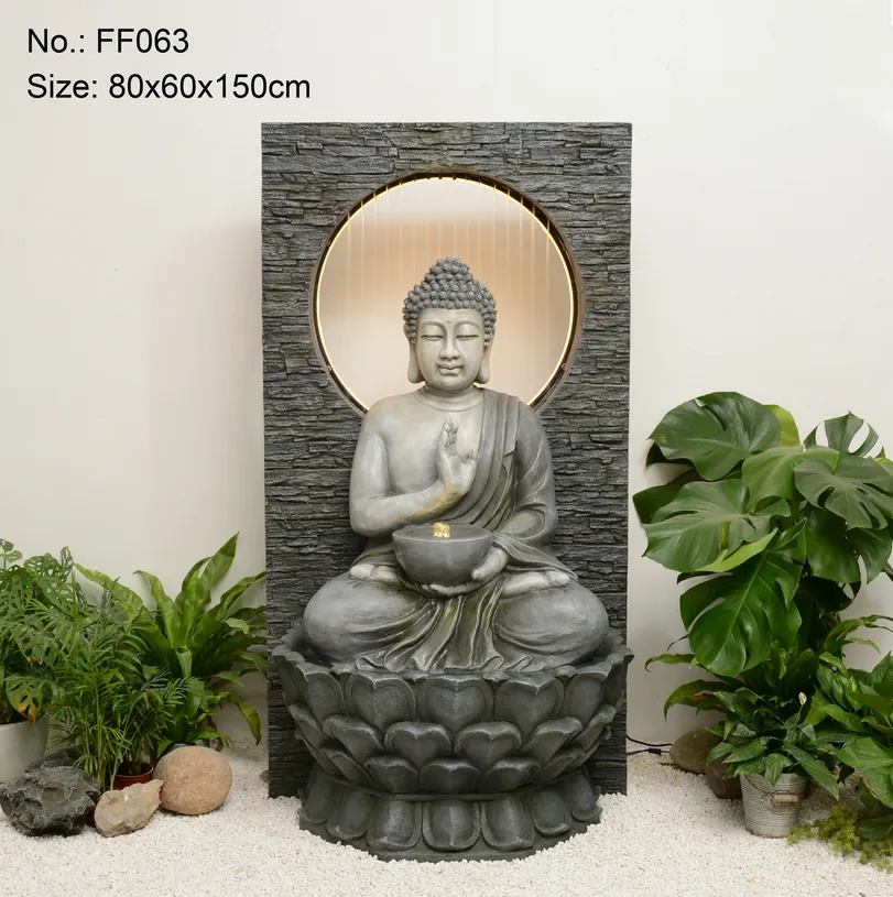 Buddha Wasserfall Brunnen Outdoor Garten Outdoor Buddha Statue Wasserspiel Entspannende Dekor Patio Garten Hinterhof Decking