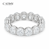 Bague d'éternité à griffes partagées avec diamants ronds de laboratoire certifiés IGI, bague de mariage cercle complet en or 18 carats, bijoux fins écologiques