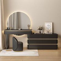 Coiffeuse moderne de luxe en bois massif avec éclairage de miroir et armoire de rangement, style vintage, blanche, pour chambre à coucher