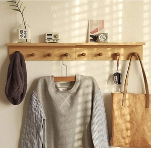 <span class=keywords><strong>Porte</strong></span>-<span class=keywords><strong>manteau</strong></span> d'entrée de salon avec crochets muraux en bois et étagères sculptées <span class=keywords><strong>pour</strong></span> un usage domestique - Product Image 4