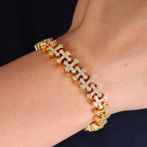 Unisex Luxury 18K Gold Plated Cross <strong>Bracelet</strong> Custom 5A Zircon <strong>Cute</strong> Mini Cluster Cross Chain Link Charm <strong>Bracelets</strong> for Men Women - Product Image 3