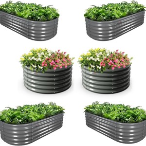 Galvanized Metal Raised Garden <b>Bed</b> Modular Colorful Planter Box for Outdoor Gardening Vegetable Flower Planting - Product Image 1