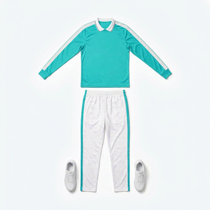 Men's White and Turquoise Tracksuit Set <b>Long</b> <b>Sleeve</b> Crew Neck <b>Top</b> Full Length Pants Red Blue Color Block Sporty Outfit <b>Mesh</b> - Product Image 1