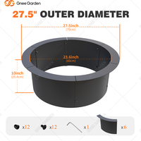 Anneau de foyer extérieur OEM noir facile à assembler de 27.5 "Doublure ronde en métal portable pour jardin et camping
