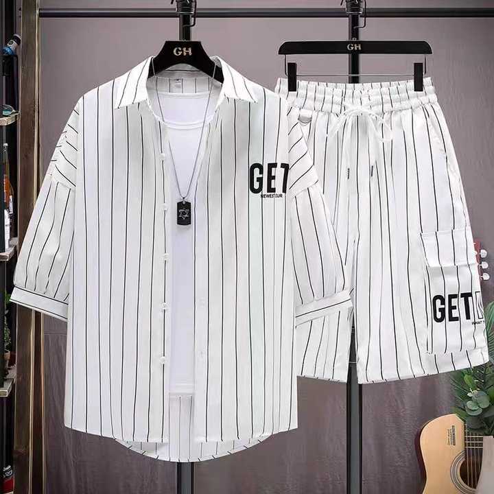 GV Men's casual men clothing two piece set shorts summer T shirt and shorts set men