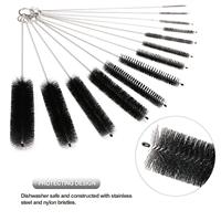 Brosses de nettoyage pour bouteilles, tuyau de lait, tuyau en nylon, ensemble de brosses pour tubes à essai, brosses pour pailles à boire